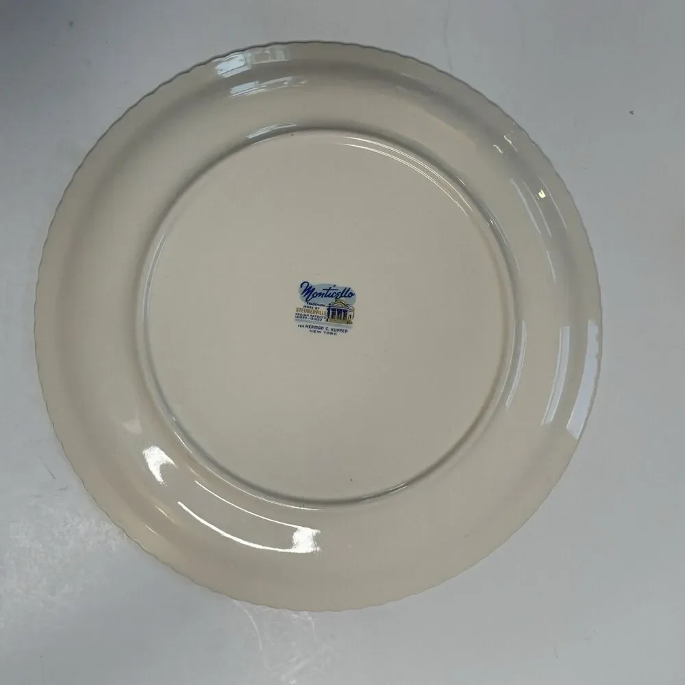 2 Steubenville MONTICELLO Blue Wreath Wheat 10.25” Dinner Plates Vintage